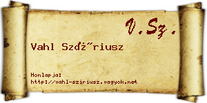 Vahl Szíriusz névjegykártya